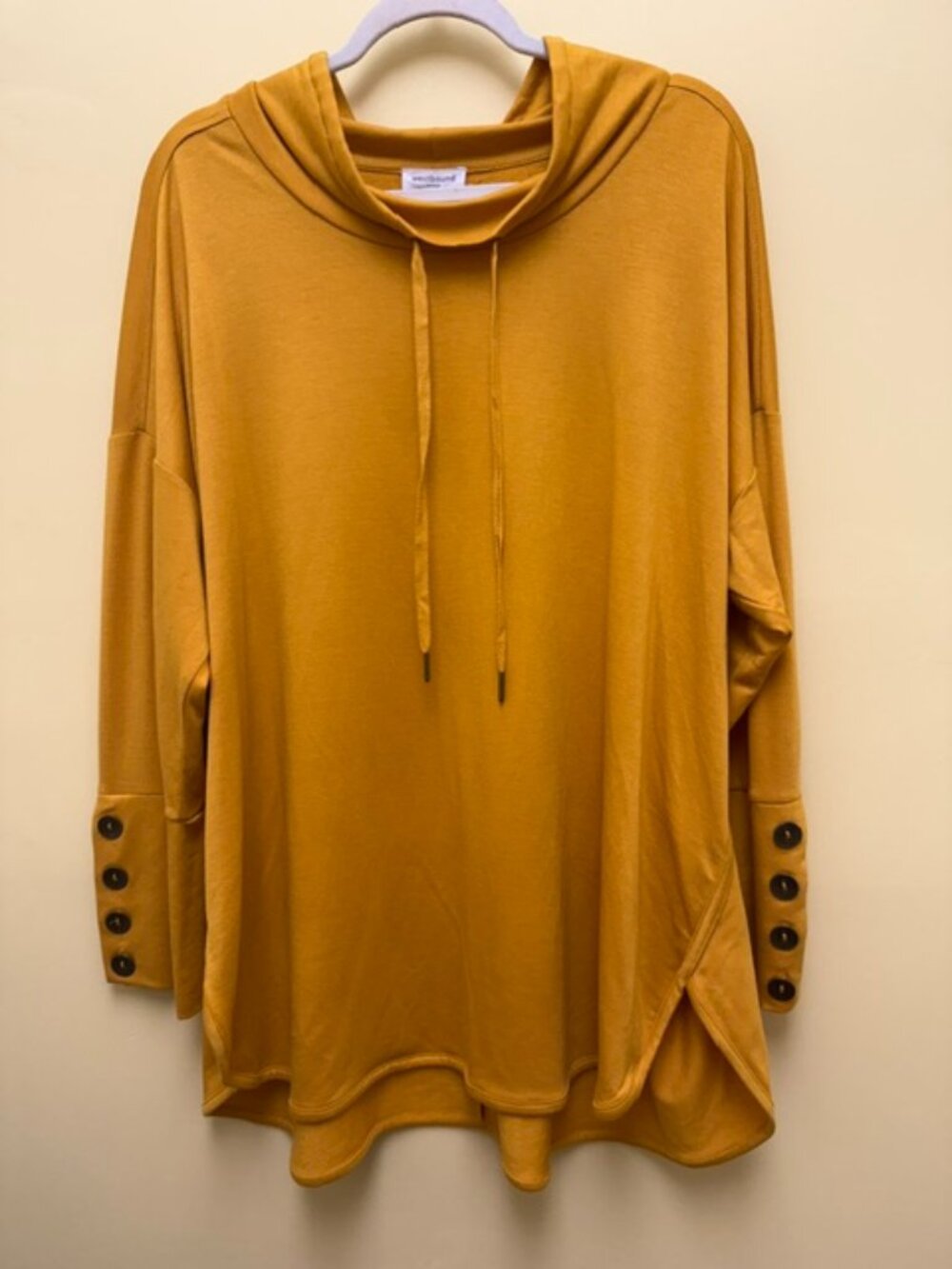Westbound Women’s 2X Mustard oversized pullover Tunic with cowl/funnel-neck